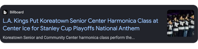 Billboard: L.A. Kings put Koreatown Senior Center harmonica class at center ice